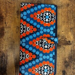 Vera Bradley Vibrant Blue and Orange Patterned Wallet